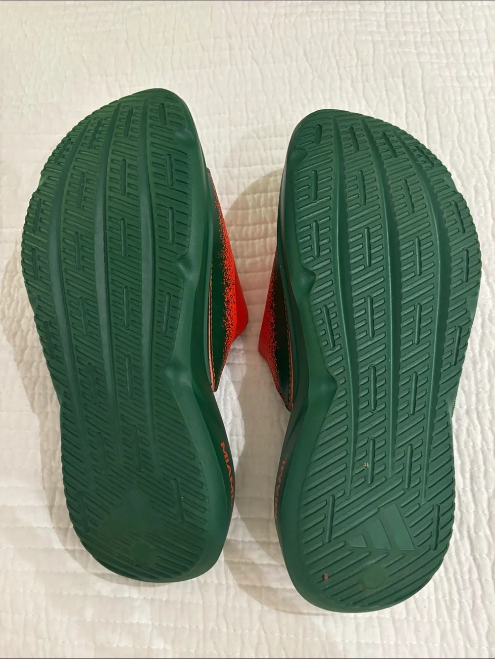 adidas Lightblaze Miami Green and Orange Slip-On Athletic Slides